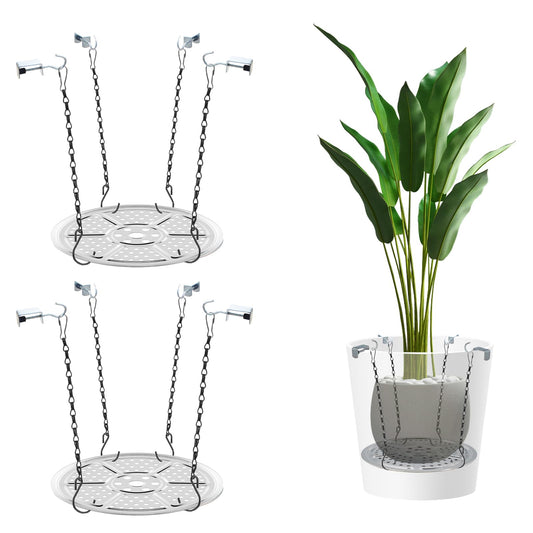 HaoGludi 2 Pack Adjustable Height Planter Inserts for Large Pots, 9" Stainless Steel Plant Pot Insert with Chains, Soil-Saving Planter Filler Support for Tall & Short Pots, Use Less Potting Soil
