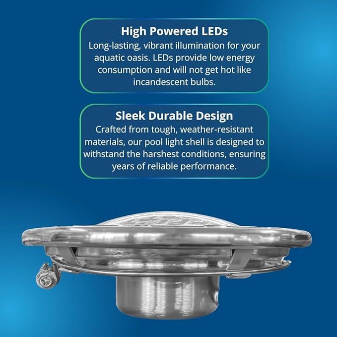 10 Inch Intelli Color Pool Light for Inground Pool - 12V - 100 Ft Cord - Swimming Pool Light Fixture, LED Lights - Replacement for Pentair IntelliBrite 5G - Lifetime Replacement Program