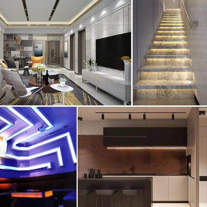 MDee】USB COB Tape Light LED Strip.6.56ft/2m- Flexible 5mm Hidden DC 5V LED Tape with 320 LEDs/m for Warm White (4000K) Lighting. Cuttable, Shapeable, USB Powered. Ideal for Kitchen