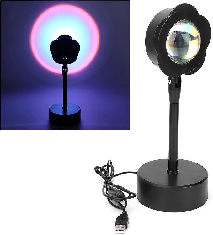 Sunset Projection Lamp, LED Atmosphere Light with 180 Degree Rotation, USB Powered Rainbow Night Light for Room Decor, Photography and Romantic Ambience (Rainbow)