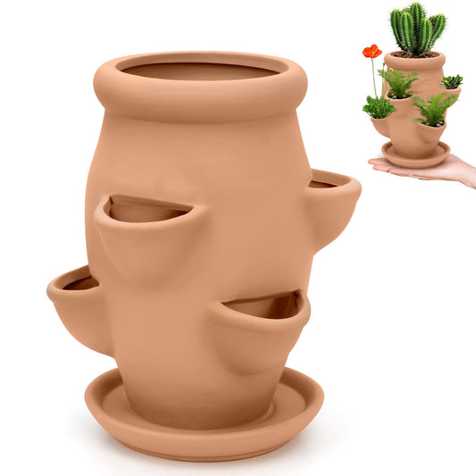 Strawberry Tower Pot Planter,Vertical Multi Pocket Ceramic Strawberry Succulent Planter Tower for Outdoor Plants