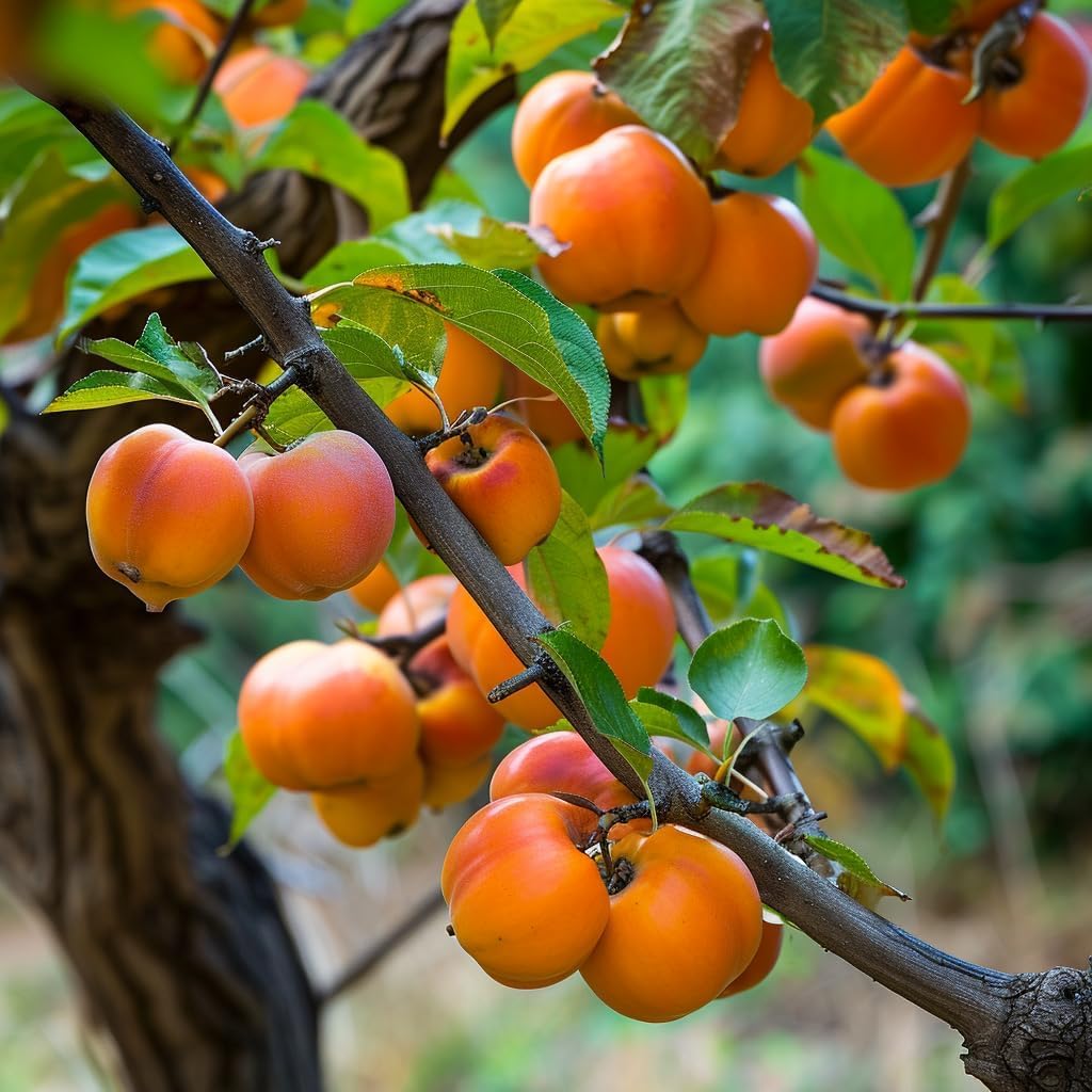 2 American Persimmon Trees - 12-18" Tall Live Plants - Cold-Hardy Native Common Persimmon Fruit Trees - Diospyros Virginiana - (2 Pack)