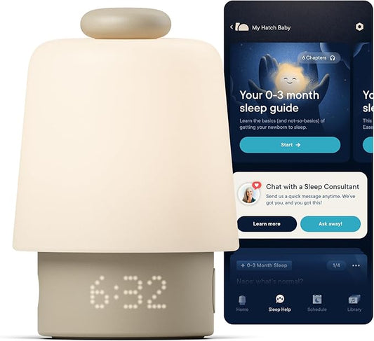Hatch Baby Sound Machine, Night Light | Hatch Baby (Greige) Sleep Support | Registry Essential, Routine Builder, Time-to-Rise Alarm Clock, White Noise, Nursery Stories, Toddler Kids (Wi-Fi)