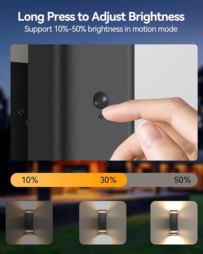 RAYVO Motion Sensor Outdoor Lights 2 Pack, Modern Dusk to Dawn Exterior Lighting Fixtures Up and Down Sconce with Black Finish, Waterproof Wall Mount Lighting for Porch Garage, Bulbs Included