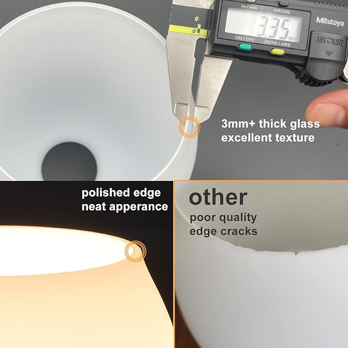 Small LED Table Lamp for Bedroom, 2 Sets Glass Desk Light, 3CCT Bulb Included White