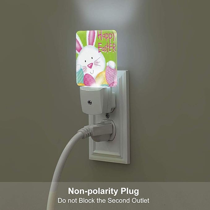 LED Night Light 2 PCS Easter Night Light Cute Rabbit Lamp Plug-in LED Nightlights Dusk to Dawn Sensor Night Lamp for Bedroom Room Nursery Hallway Stairs Kitchen Wall Decorative