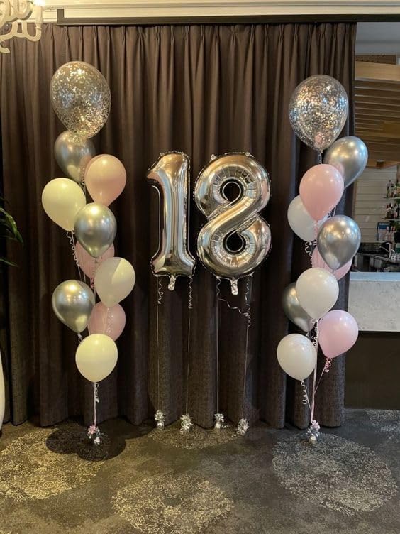 Silver Number 7 Balloon - 40 Inch Giant Foil Decoration for 7th Birthday Party Supplies