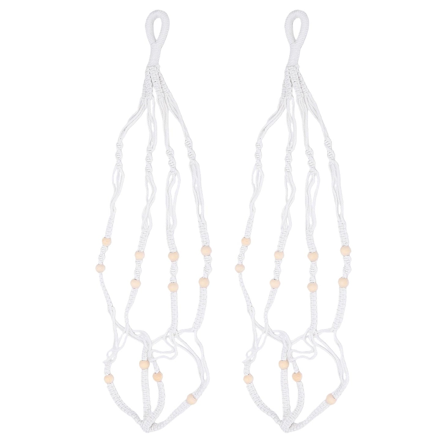 Hidyliu Macrame Plant Hanger Bohemian Style Flexible Cotton Rope Hanging Flower Pot Holder for Indoor Plants 35.4 Inch Set of 2 Elegant Plant Enthusiasts (White)