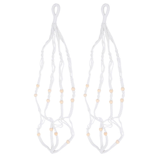 Hidyliu Macrame Plant Hanger Bohemian Style Flexible Cotton Rope Hanging Flower Pot Holder for Indoor Plants 35.4 Inch Set of 2 Elegant Plant Enthusiasts (White)