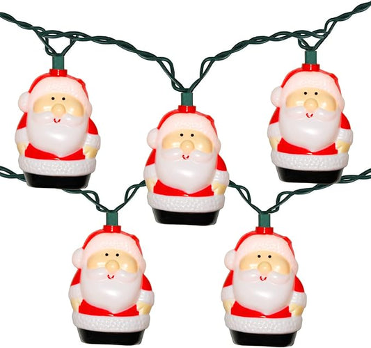 10 Light Santa Head Light Set - 8.5Ft Christmas Santa Claus Decorations String Lights with 10 Santa Claus Decorations Lights, Santa Claus Novelty Fairy Lights for Party Kid's Room Xmas Tree Decor