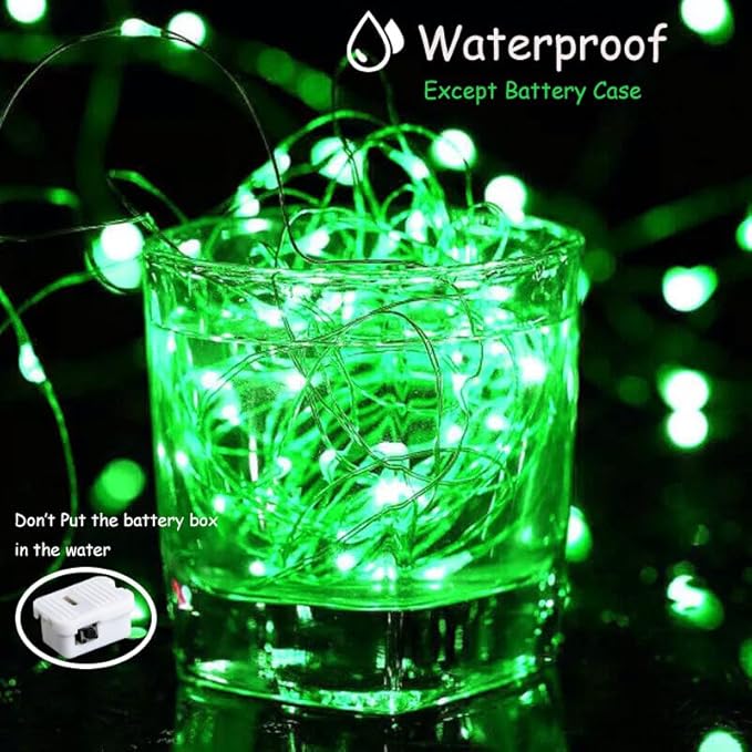 ZGWJ Mini Fairy Lights Battery Operated, 8 Pack Green Mini String Lights 20 LED 7FT Waterproof 3 Working Modes for Bedroom, Easter Decor Halloween, Christmas, Party Indoor and Outdoor Decoration