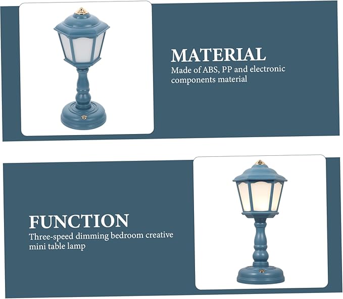 Healifty Vintage USB Rechargeable Table Lamp Level Dimmable Mini Night Light for Bedroom Decor Eye Caring Creative Retro Style Decorative Tabletop Lamp Compact Space Saving Design in Blue