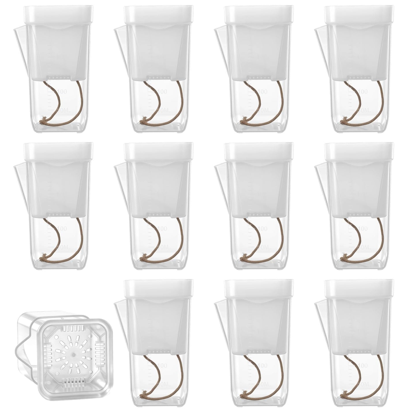 ZALIR 12 Pack Small Self Watering Pots Set, Mini Transparent Plastic Planters, Semi-Hydro Pots, 2.6 in Hydroponic Pots for Succulents, Seedlings, Herbs, Flowers