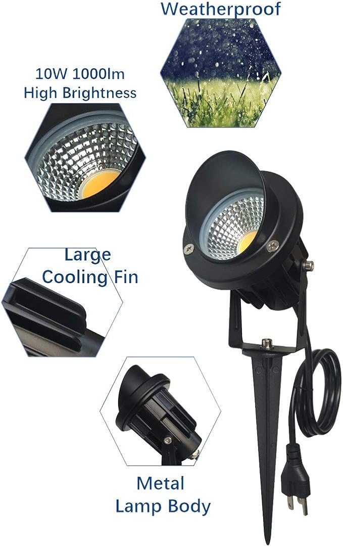 LED Outdoor Spotlight Flag Light 120V 10W Waterproof Spot Lights for Yard Flagpole House Tree Plug in Christmas Landscape Lighting (10W, Warmwhite)