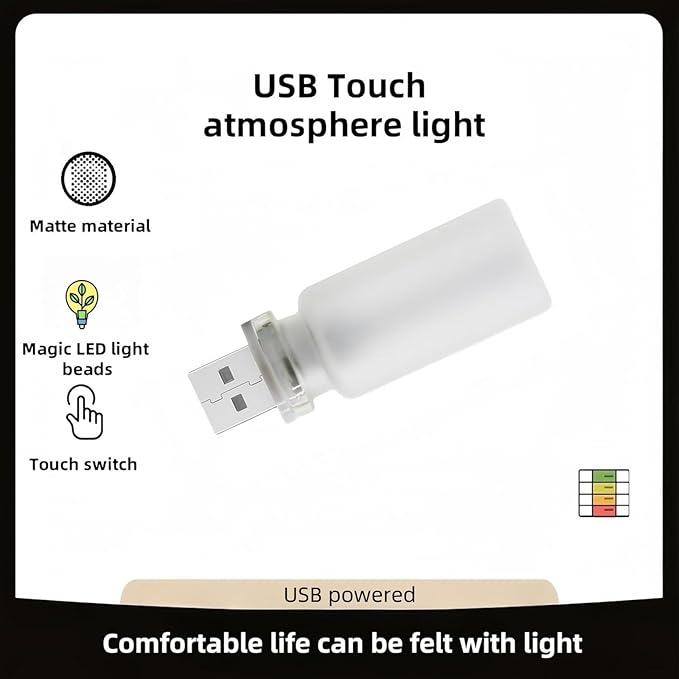 Retro Car Lamp, Touch-Adjust USB LED Automotive Lights, Plug-in Night & Ambient Bulb for Vehicles, Bedroom, Hallway, Desk, No-Pole Dimming (Frosted red Light)