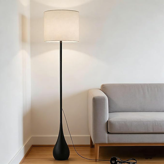 71" inch Contemporary Floor Lamps for Living Room Teardrop Mid Century Modern MCM Extal Tall Large Statement Floor Lamps Warm Light(3000k) Corner Standing Lamp for Bedroom-Black"