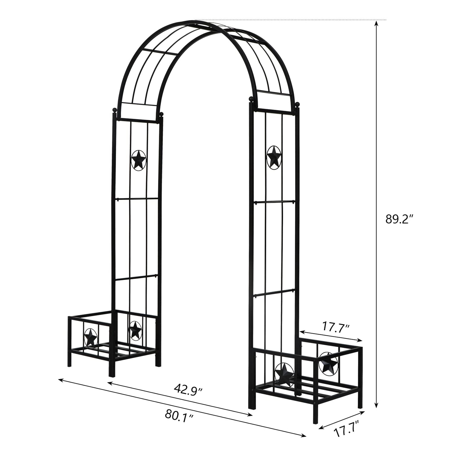 Kinfant Steel Garden Arch Arbor with Planter Boxes – Heavy-Duty Outdoor Trellis for Climbing Vines, Flowers, Decorative Arch for Wedding Ceremony, Party, Backyard, Lawn