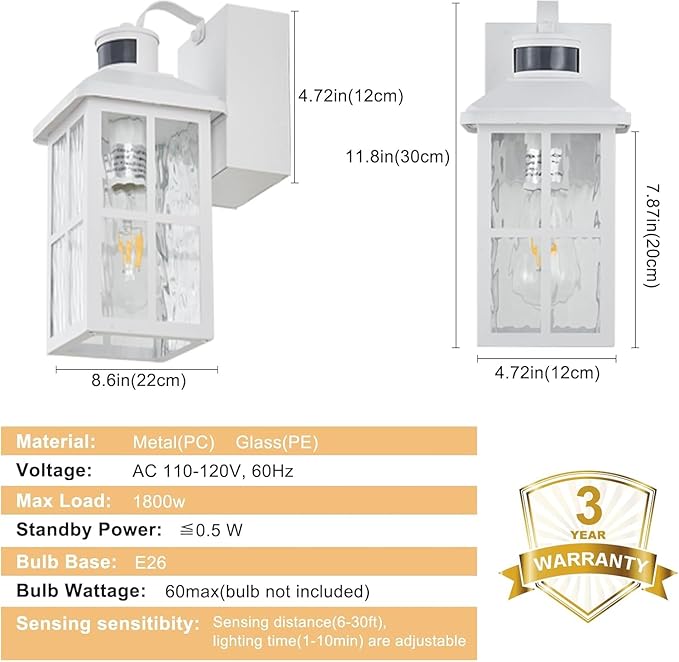 Porch Light with GFCI Outlet with Remote, Dusk to Dawn Outdoor Lighting with Outlet, Upgraded 4 Lighting Modes Motion Sensor Outdoor Lights, Waterproof Outside Lights for House Patio Garage Front Door