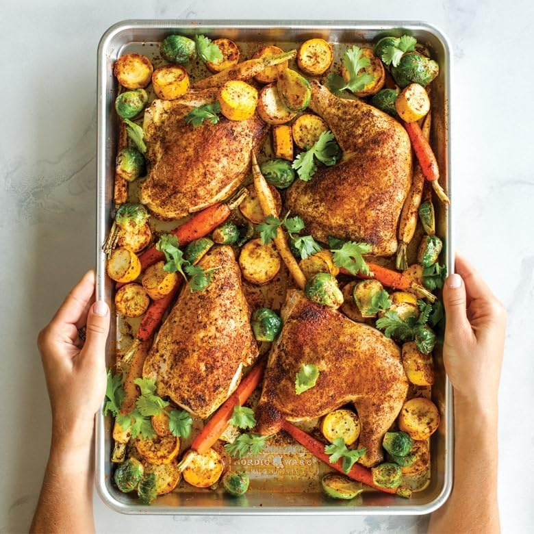 Nordic Ware Naturals Half Sheet Pan - USA Made Aluminum Baking Sheet with Steel Rim | 1-Pack