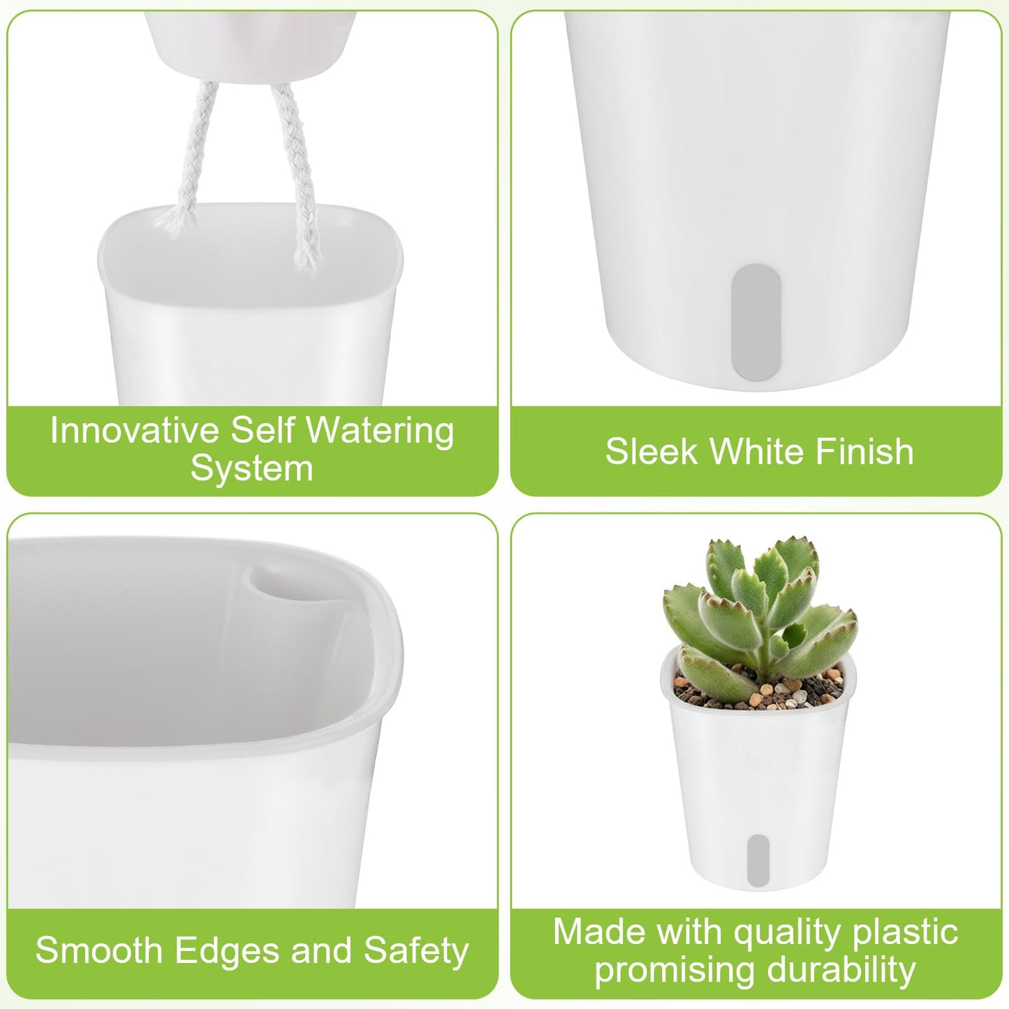 hidyuuoo 20 Pcs 3 Inch Self Watering Pots Self Watering Planters for Indoor Planters Plastic Garden Flower Pots with Level Indicator Vents
