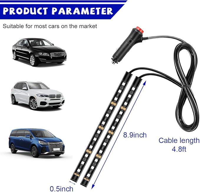 Car LED Strip Light, 24 LED RGB Auto Under Dash Interior Atmosphere Lights, Cigarette Lighter Decorative Lamp Ambient Night Light, Universal Lighting Kit Car Accessories (White)