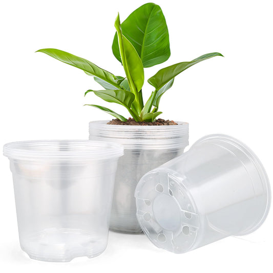 DUNPUTE 15 Pack Clear Nursery Pots with Drainage Holes, 3 Inch Seed Starting Plastic Plant Pots, Transparent Variety Pack Flexible Garden Pot for Outdoor Indoor (Clear, 3 Inch)