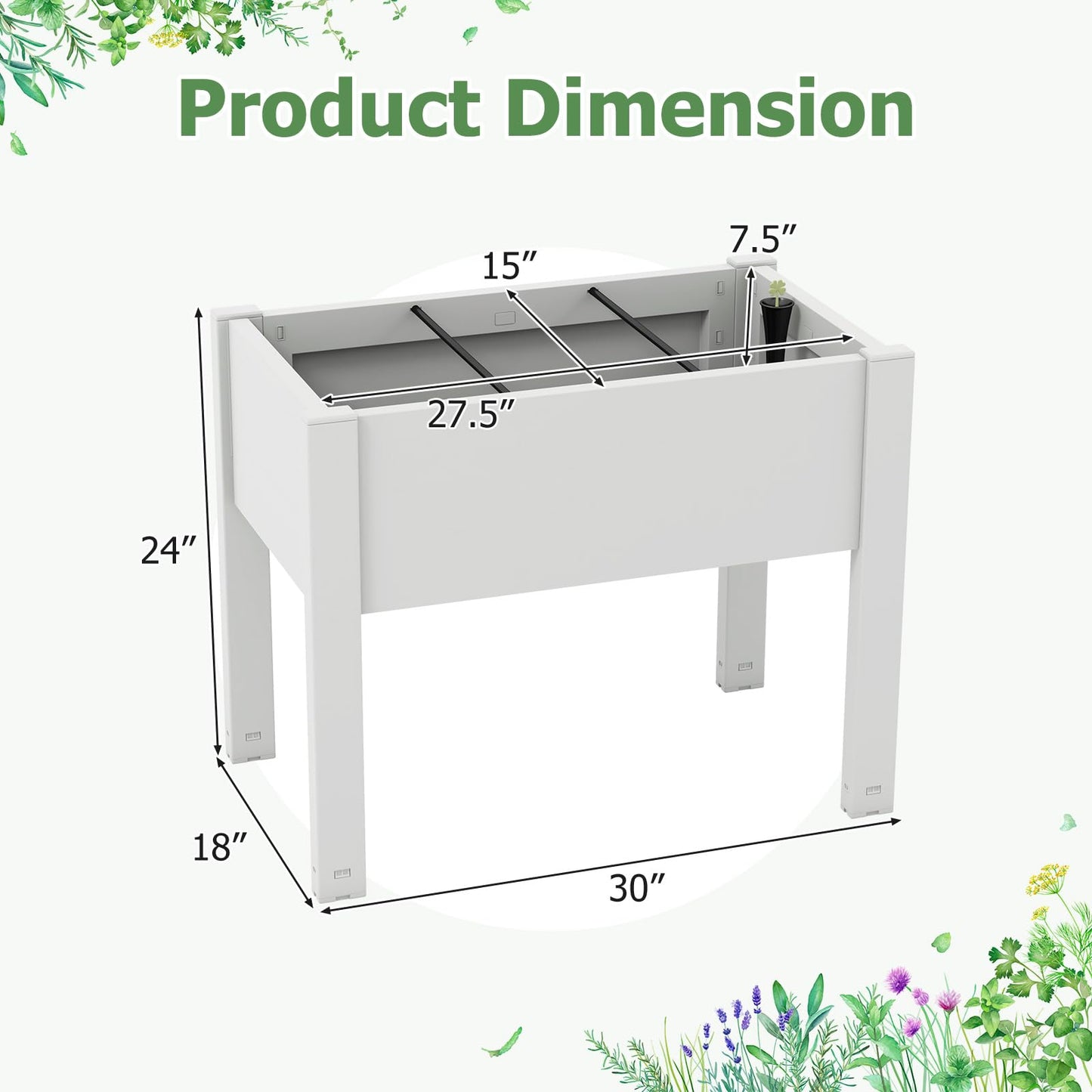 Toolsempire Raised Garden Bed Outdoor, Elevated Planter Boxes with Legs & Water Level Indicator, Garden Box Self-Watering Raised Beds for Gardening, Balcony & Deck (Greyish-White)