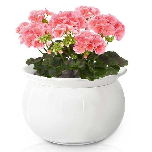 LITUDISO African Violet Pots, 6 Inch Self Watering Pots for Indoor Plants, Self Watering Plant Pot, Easy Plant Self Watering Pot, Ceramic Plant Pot with Absorbent Inner Pot for Flowers-White