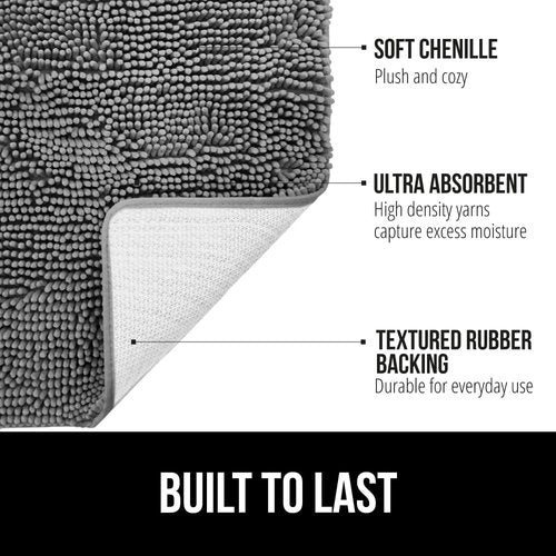 Gorilla Grip Bath Rug & Two-Way Sun Blocking Window Film - Machine Washable Gray Rug & Frosted Peel and Stick Film 11.8x78.7