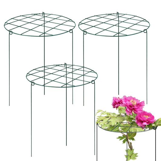 Sekcen 6 Pack 16 x 24 Inch Peony Support Cage Grow Through Plant Supports for Outdoor Plants Peony Ring Hoop Grow Through Grid Stakes