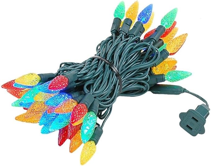Novelty Lights 24FT 70 LED C6 LED Christmas String Lights, Outdoor/Indoor Multicolor LED String Lights, Permanent Christmas Lights Outdoor Tree Decorations
