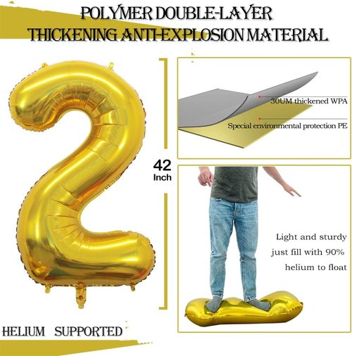 GOER Jumbo 42-Inch Number 25 Balloons - Gold Foil Helium Decorations for 25th Birthday Party
