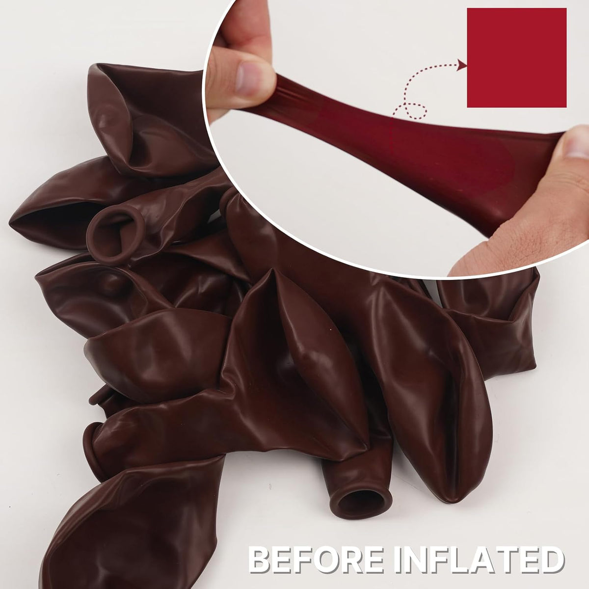 PartyWoo Burgundy Balloons - 140-Piece Dark Chestnut Red Balloon Arch Kit | Various Sizes for Celebrations