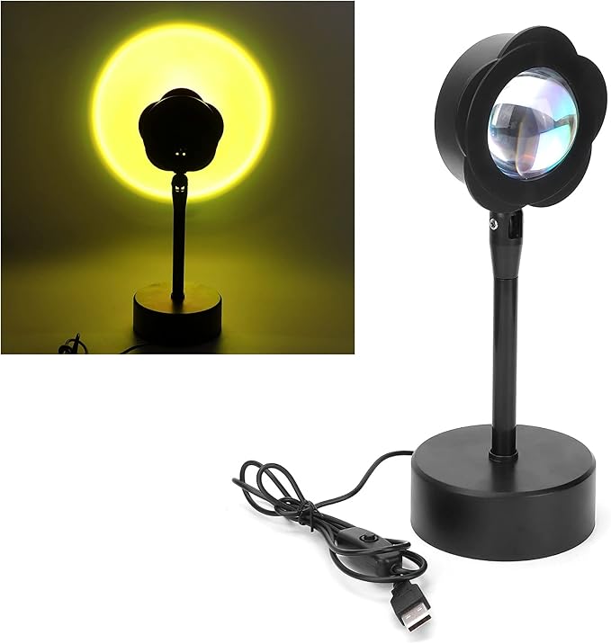 Sunset Projection Lamp, LED Atmosphere Light with 180 Degree Rotation, High Saturation Soft Beam Rainbow Halo Projector for Room Decor Photography Studio (Sun)