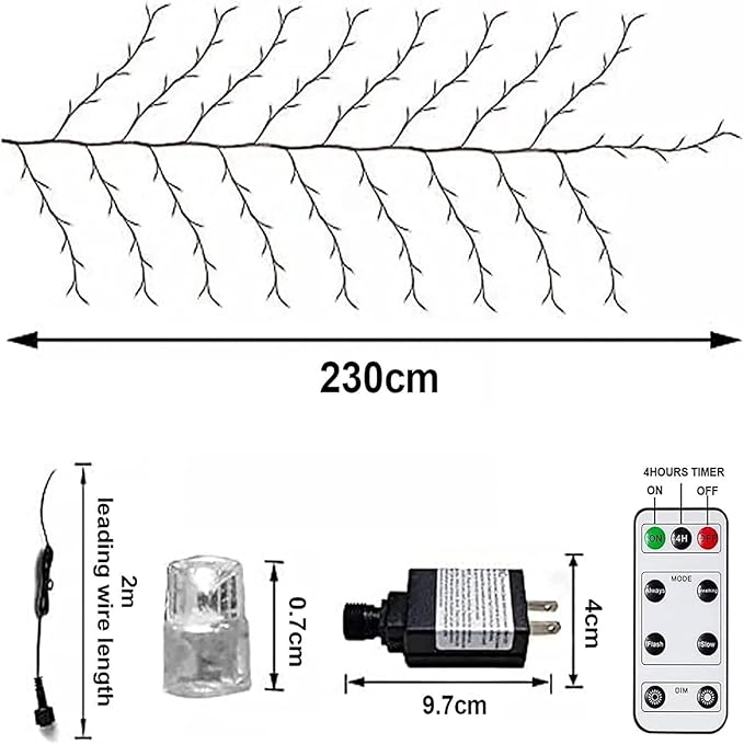 GOESWELL Enchanted Willow Vine Lights with Remote: 7.5Ft 144 LEDs Brown Twig Tree Branch Lights with Timer Dimmer for Indoor Living Room Bedroom Forest Boho Farmhouse Christmas Decor
