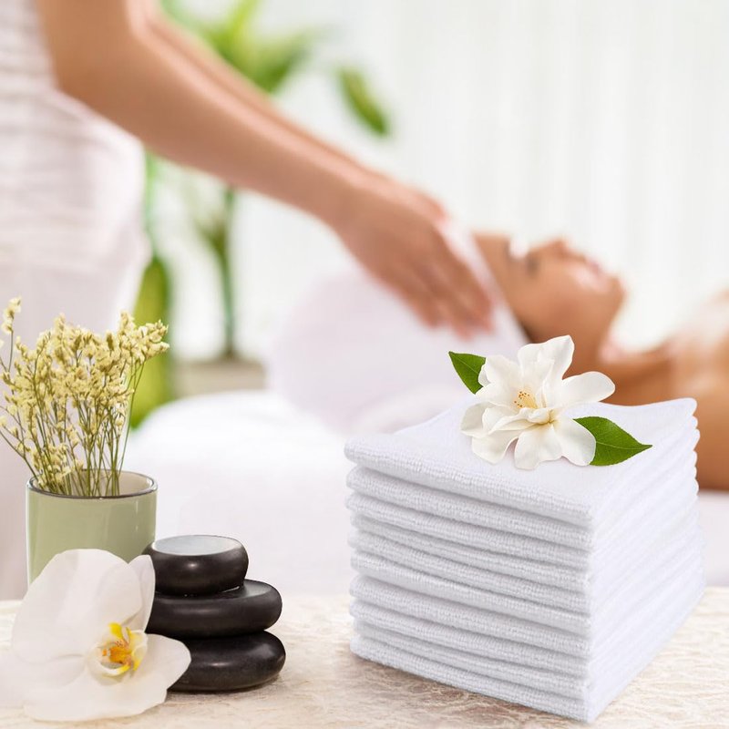 UNIMADE Washcloths - 20 Pack - Face Towels (12" x 12"), Highly Soft Wash Cloths and Hand Towels, Fast Drying Multi-Purpose Microfiber Cleansing Cloths for Bathroom, Hotel, Spa, and Salon - White