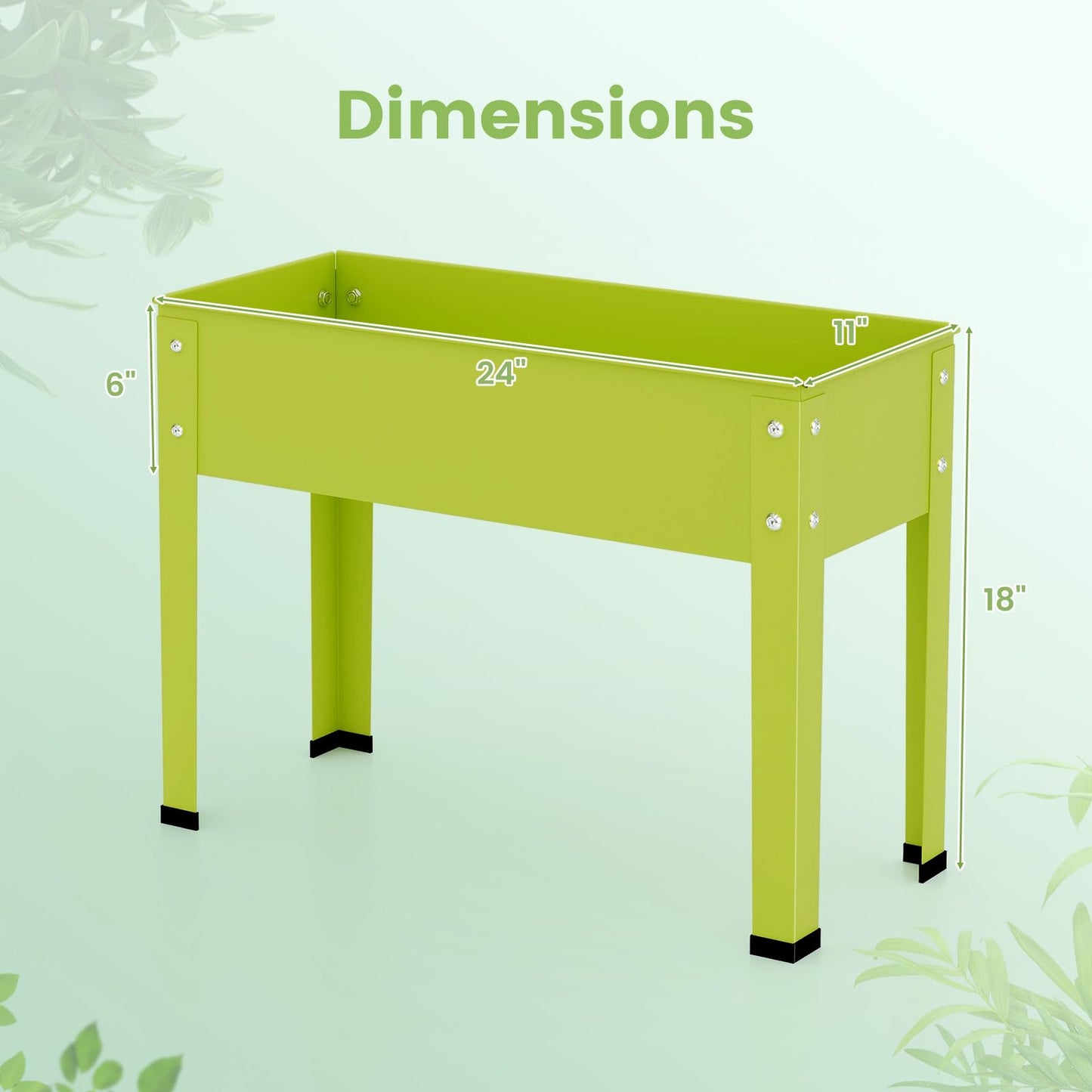 Giantex Raised Garden Bed, Metal Planter Box with Legs, Drain Hole, Outdoor Indoor Elevated Garden Box for Vegetable Flower Herb Fruit, Standing Raised Beds for Backyard Porch Balcony Green