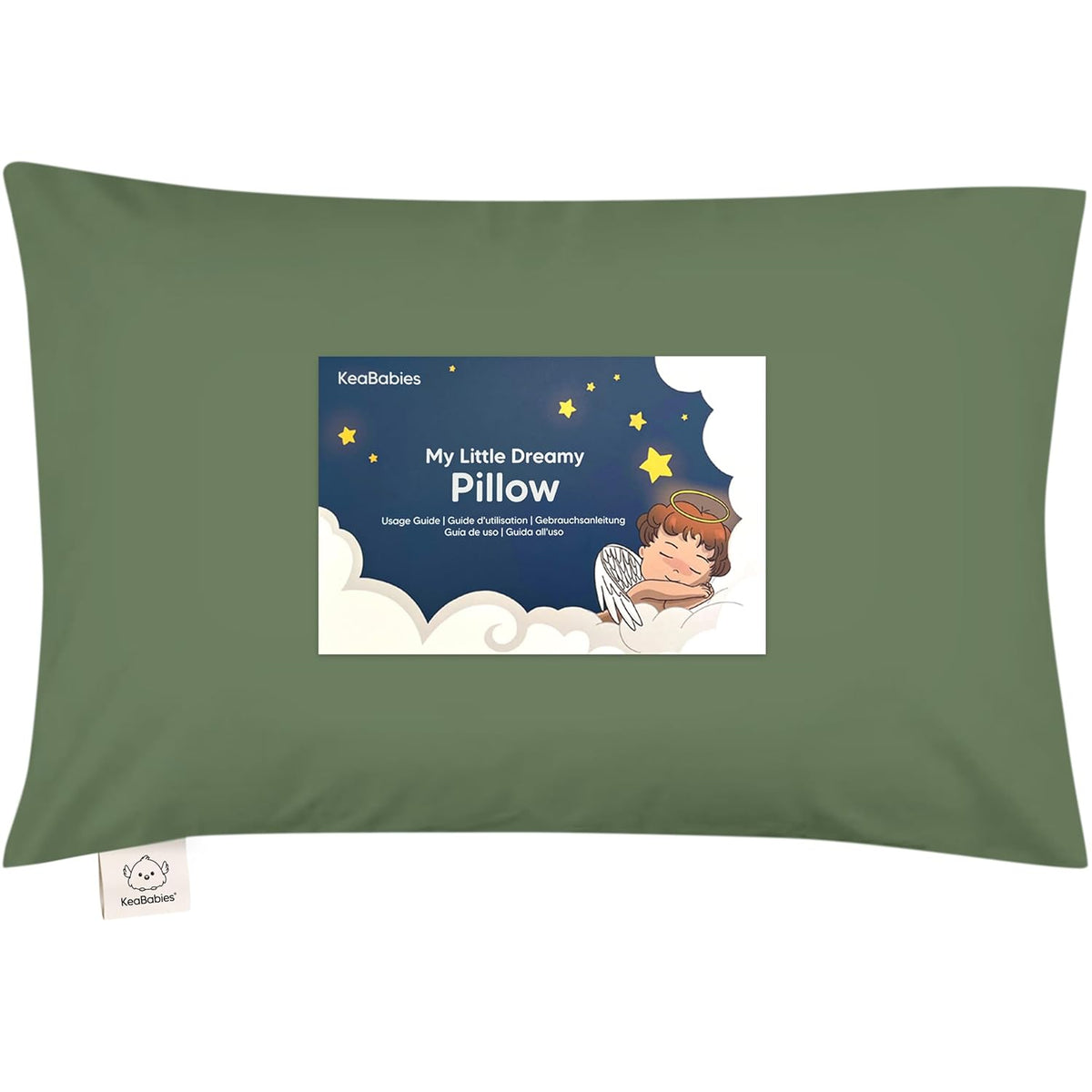 My Little Dreamy Toddler Pillow - Organic Cotton Travel Pillow with Case | Soft & Breathable 13x18" for Ages 2-5 (Jungle Green)