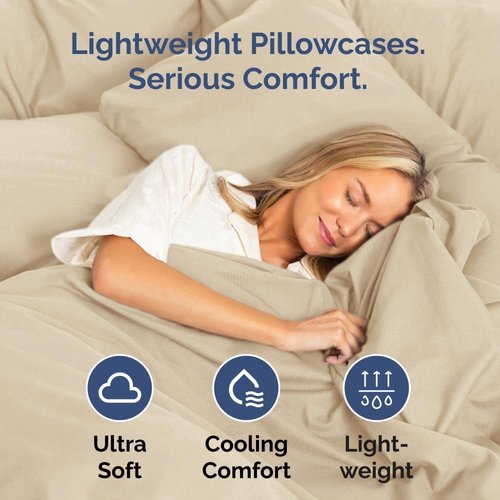 King Standard Pillow Cases - Ultra-Soft Hotel Quality Covers | Fade-Resistant & Wrinkle-Free | 2-Piece Set in Cream