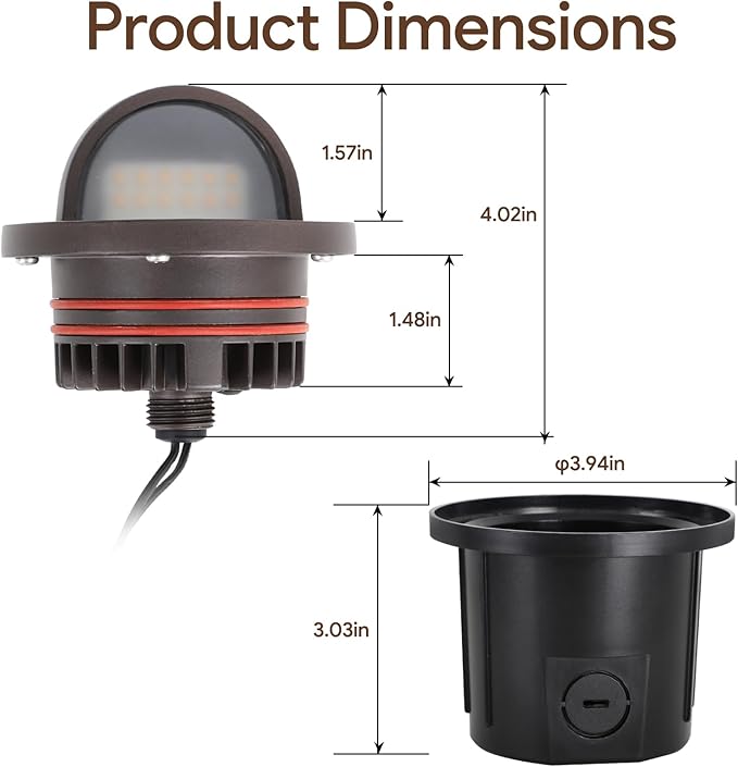 Energetic Low Voltage Well Lights-5W LED In-Ground Lights, 5CCT Landscape Lighting, IP67, RA90, 8 Pack