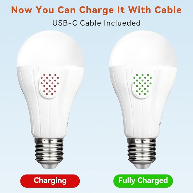 Neporal E26 Rechargeable Light Bulb with Remote Timer and Memory Mode, Touch Control Dimmable Battery Operated Bulb for Non-Hardwired Fixture, Wall Sconce, Lamp, USB Rechargeable, A19