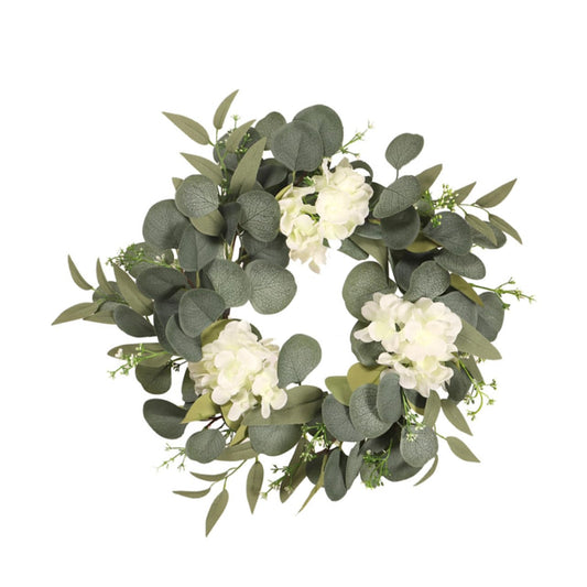 Happyyami 1Pc Green Plant Wreath Realistic Simulation Hydrangea Door Hanging Garland for Weddings Home Decor and Seasonal Celebrations Decorative Floral Arrangement