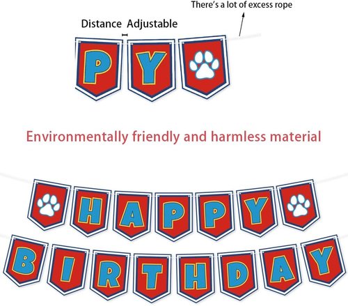 Cartoon Dog Paw Birthday Banner - Adorable Decorations for Boys' 1st, 2nd, & 3rd Birthday Parties