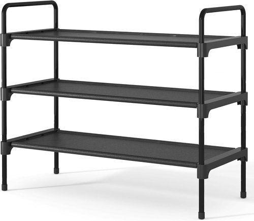 Kitsure Shoe Rack - Sturdy Space-Saving Storage for Entryway | 27.6" Wide, Black