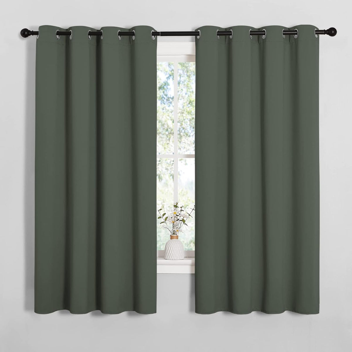 NICETOWN Thermal Insulated Blackout Curtains - Room Darkening Grommet Drapes, Dark Mallard, Set of 2 (55x68")