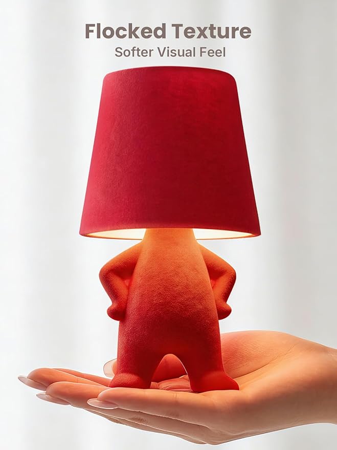Modern Table Lamp for Youth: Rechargeable Cute Light for Kids Child Teen - Gift for Birthday Christmas Halloween Easter (Red)