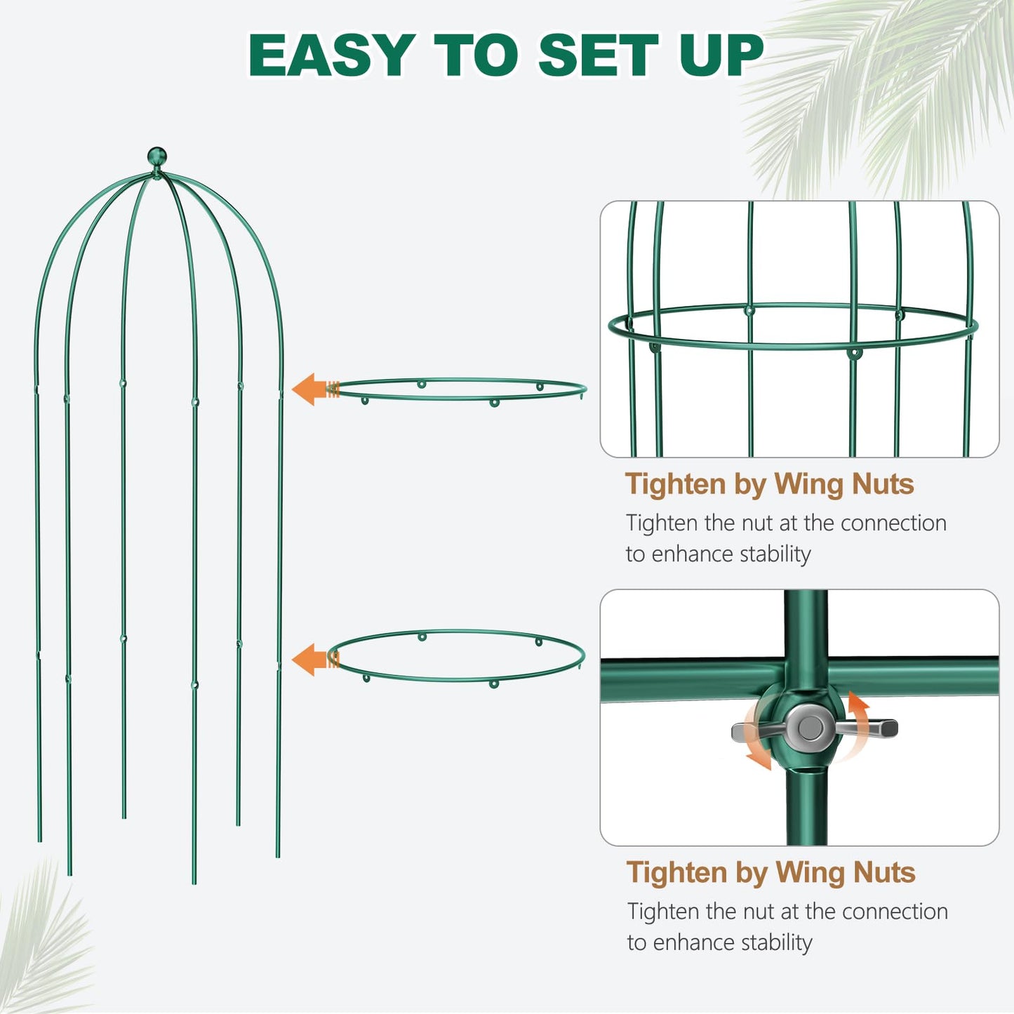 UrGROWA 3 Pack Metal Plant Cage Support, 47" H Peony Support Tomato Cage Garden Rose Obelisk Trellis Supports Tower for Clematis Vine Jasmine Supports Outdoor Indoor