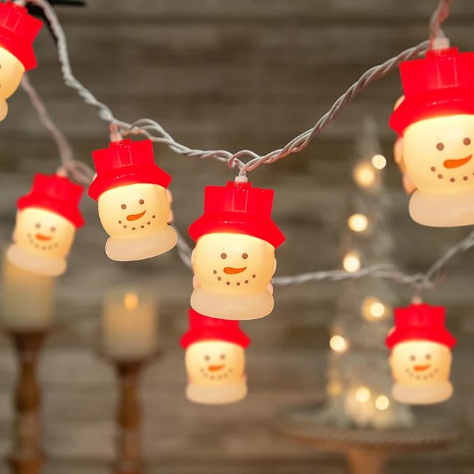 Christmas Snowman String Lights , 8.5Ft Christmas Decorations String Lights Indoor with 10 Cute Snowman Head Lights, Hanging Snowman Fairy Lights UL Listed for Outdoor Christmas Holiday Party Decor