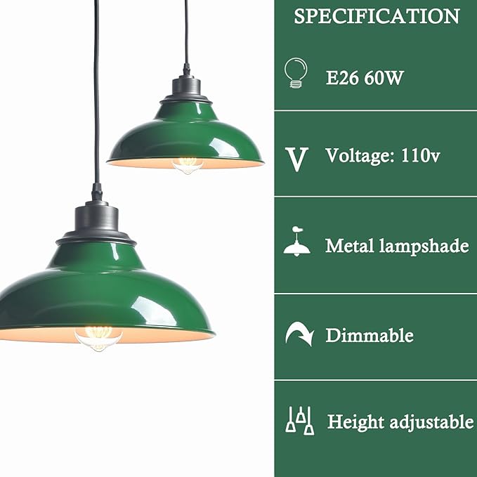 Green Pendant Lights Kitchen Pendant Light Fixture Modern Hanging Pendant Light for Kitchen Island Breadfast Nook Bar Dinning Room