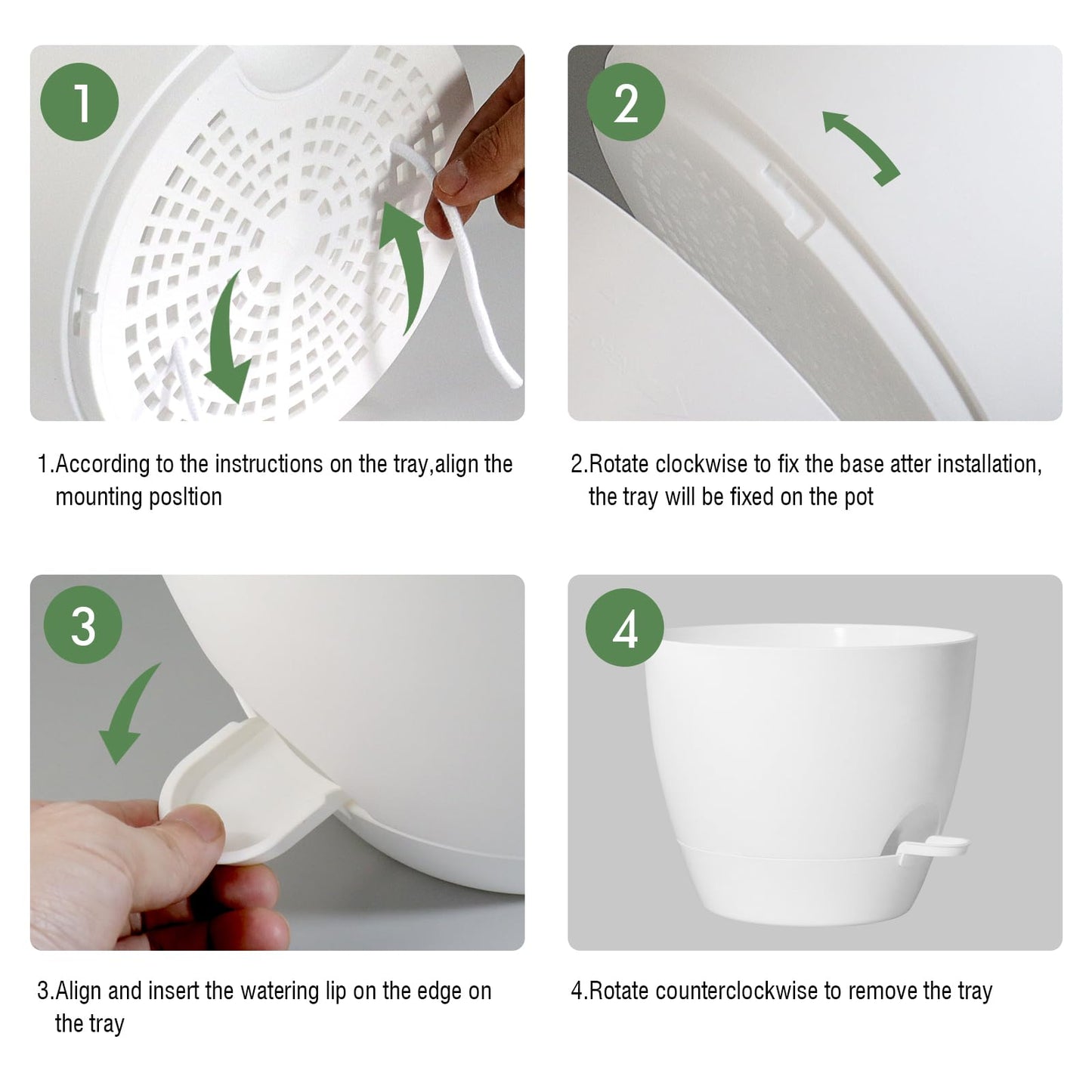UOUZ 12inch 2Pack Large Self Watering Planters, Plastic Plant Pots with 60oZ Removable Deep Reservoir and Multi Mesh Drainage Holes for Indoor Outdoor Garden Plants and Flowers, White